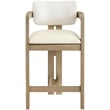 Meridian Furniture Ravina Cream Vegan Leather and Linen Textured Counter Stool
