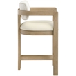 Meridian Furniture Ravina Cream Vegan Leather and Linen Textured Counter Stool