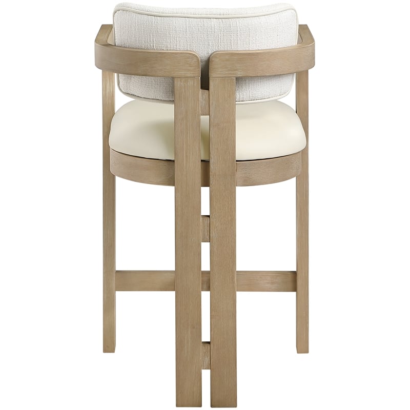 Meridian Furniture Ravina Cream Vegan Leather and Linen Textured Counter Stool