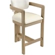 Meridian Furniture Ravina Cream Vegan Leather and Linen Textured Counter Stool