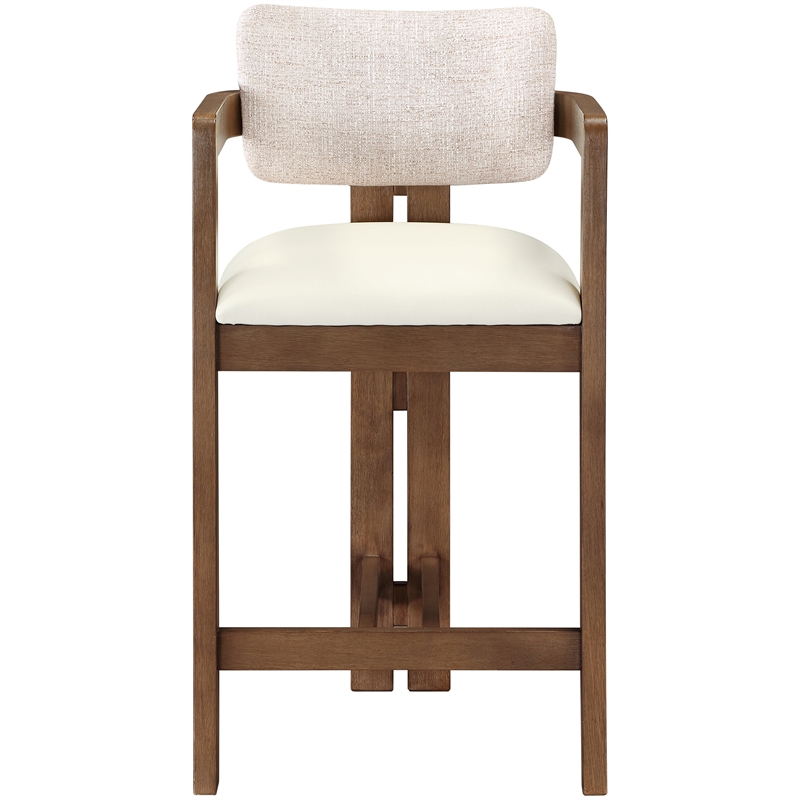 Meridian Furniture Ravina Beige Vegan Leather and Linen Textured Counter Stool