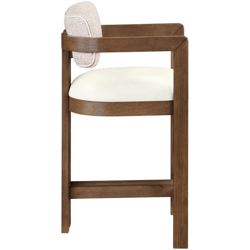Meridian Furniture Ravina Beige Vegan Leather and Linen Textured Counter Stool