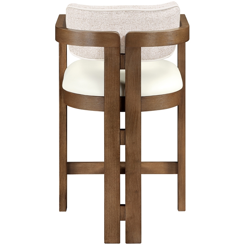 Meridian Furniture Ravina Beige Vegan Leather and Linen Textured Counter Stool