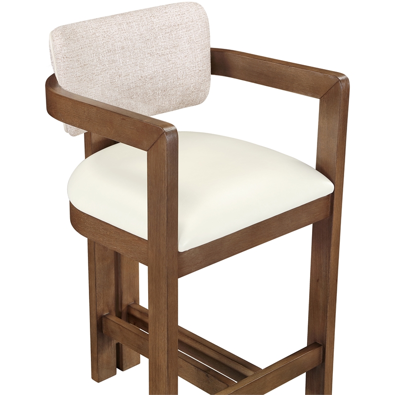 Meridian Furniture Ravina Beige Vegan Leather and Linen Textured Counter Stool