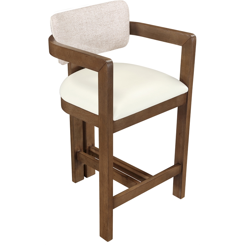 Meridian Furniture Ravina Beige Vegan Leather and Linen Textured Counter Stool