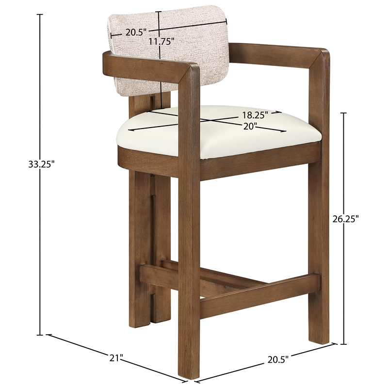Meridian Furniture Ravina Beige Vegan Leather and Linen Textured Counter Stool