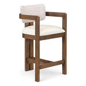 Meridian Furniture Ravina Beige Vegan Leather and Linen Textured Counter Stool