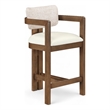 Meridian Furniture Ravina Beige Vegan Leather and Linen Textured Counter Stool