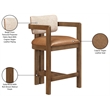 Meridian Furniture Ravina Cognac Vegan Leather and Linen Textured Counter Stool