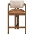 Meridian Furniture Ravina Cognac Vegan Leather and Linen Textured Counter Stool