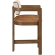 Meridian Furniture Ravina Cognac Vegan Leather and Linen Textured Counter Stool