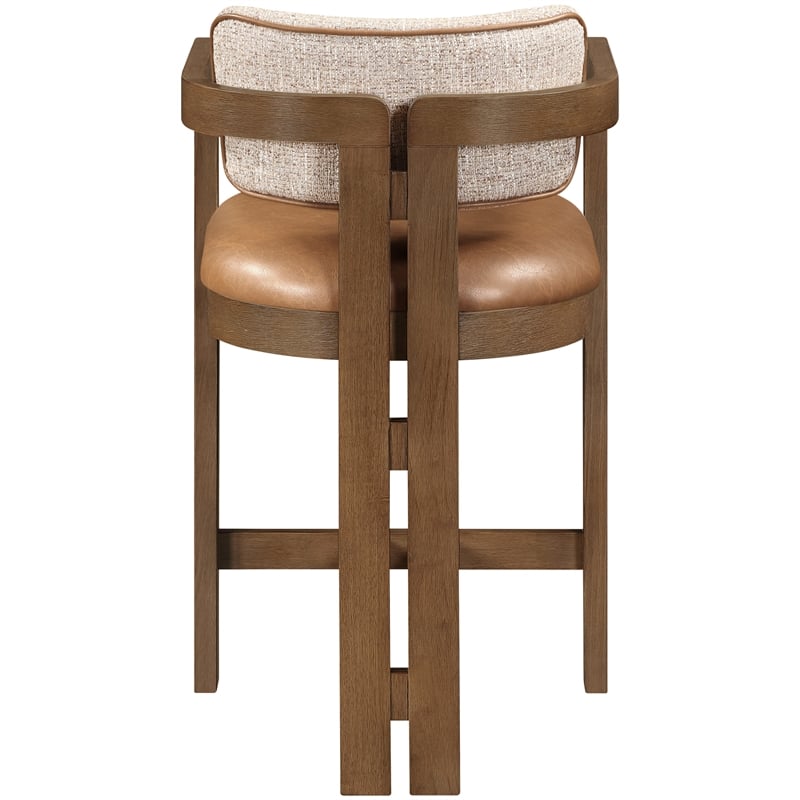 Meridian Furniture Ravina Cognac Vegan Leather and Linen Textured Counter Stool
