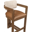 Meridian Furniture Ravina Cognac Vegan Leather and Linen Textured Counter Stool