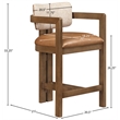 Meridian Furniture Ravina Cognac Vegan Leather and Linen Textured Counter Stool