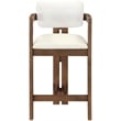 Meridian Furniture Ravina Cream Vegan Leather and Linen Textured Counter Stool