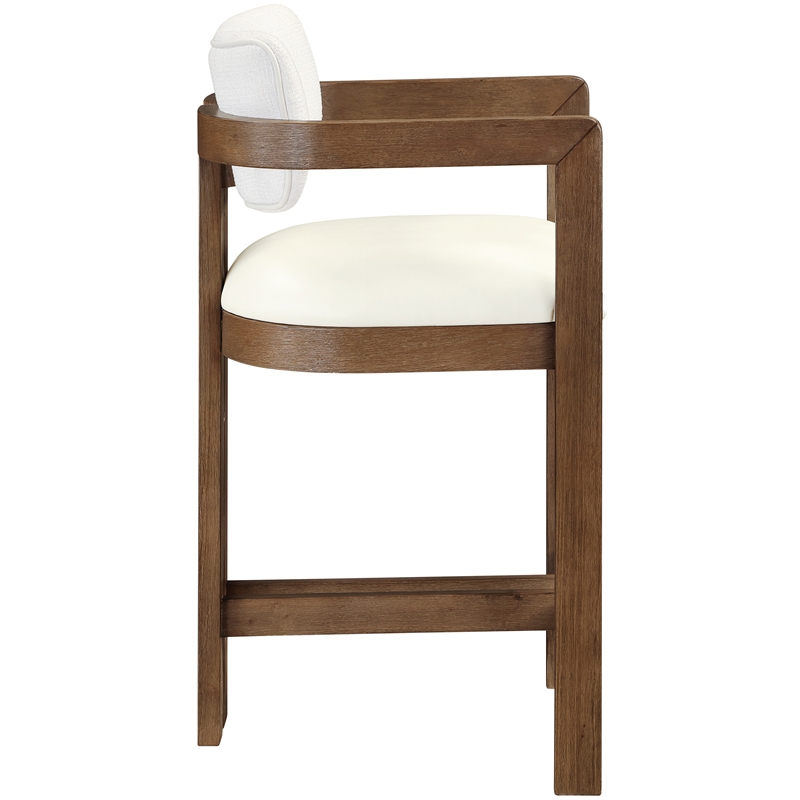 Meridian Furniture Ravina Cream Vegan Leather and Linen Textured Counter Stool