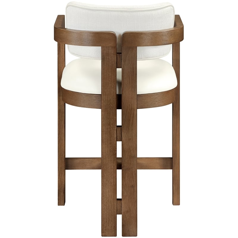 Meridian Furniture Ravina Cream Vegan Leather and Linen Textured Counter Stool