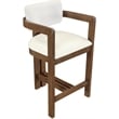 Meridian Furniture Ravina Cream Vegan Leather and Linen Textured Counter Stool