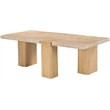 Meridian Furniture Ravenna Natural Genuine Travertine and Oak Wood Coffee Table