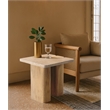Meridian Furniture Ravenna Natural Genuine Travertine and Oak Wood End Table