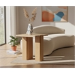 Meridian Furniture Ravenna Natural Genuine Travertine and Oak Wood End Table