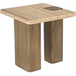 Meridian Furniture Ravenna Natural Genuine Travertine and Oak Wood End Table