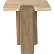 Meridian Furniture Ravenna Natural Genuine Travertine and Oak Wood End Table