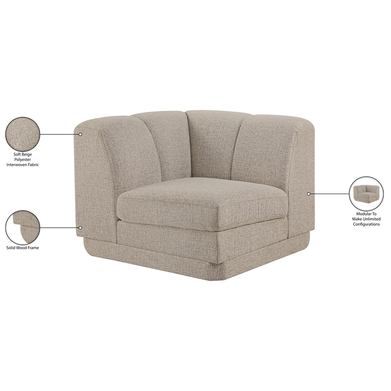 Meridian Furniture Modari Beige Fabric Upholstered Corner Chair