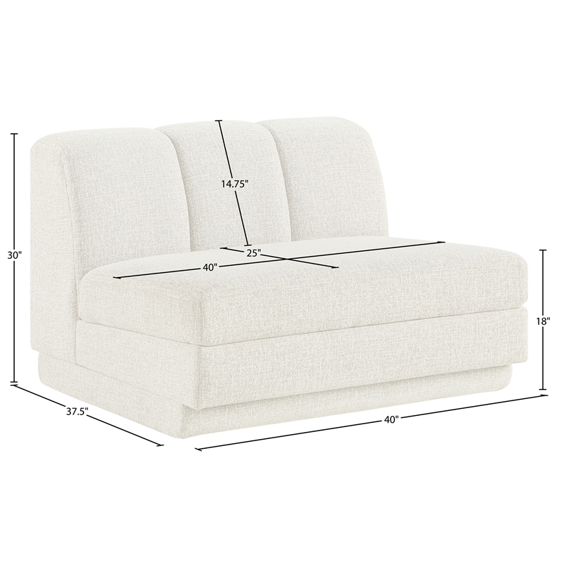 Meridian Furniture Modari Cream Fabric Upholstered Armless Chair