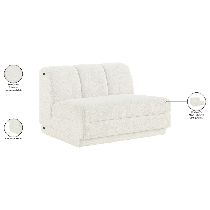Meridian Furniture Modari Cream Fabric Upholstered Armless Chair