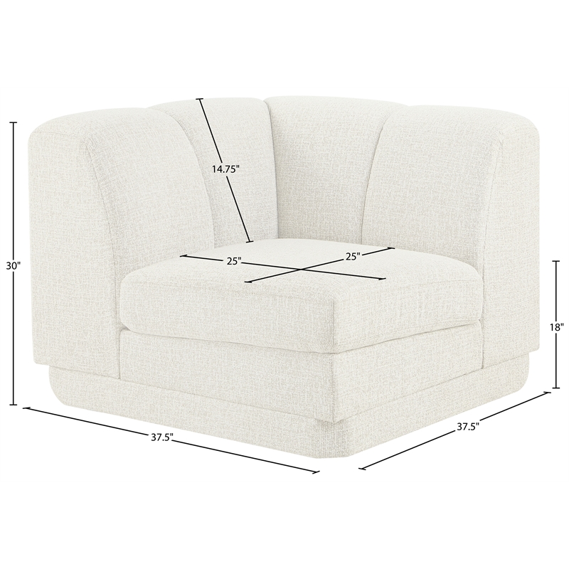 Meridian Furniture Modari Cream Fabric Upholstered Corner Chair