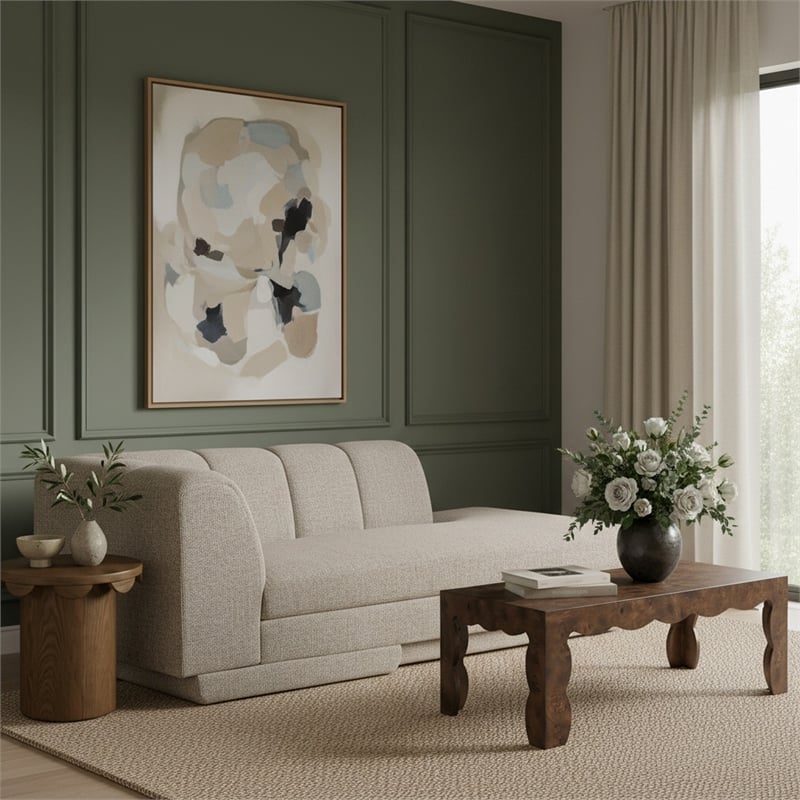 Meridian Furniture Modari Beige Fabric Upholstered Right Arm Chaise