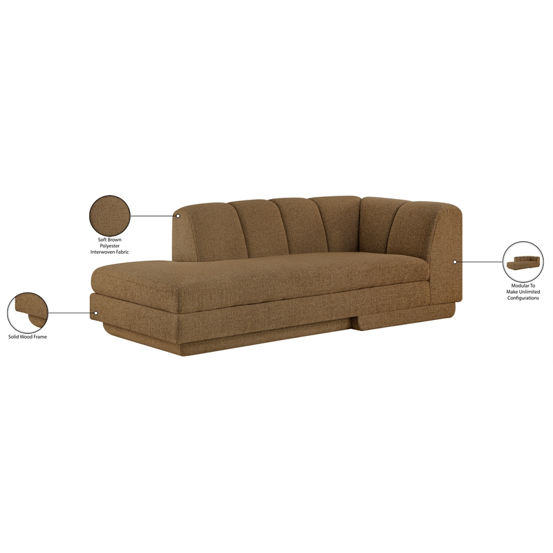 Meridian Furniture Modari Brown Fabric Upholstered Left Arm Chaise