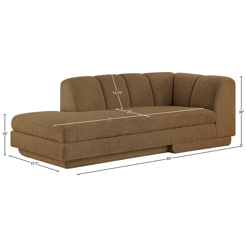 Meridian Furniture Modari Brown Fabric Upholstered Left Arm Chaise