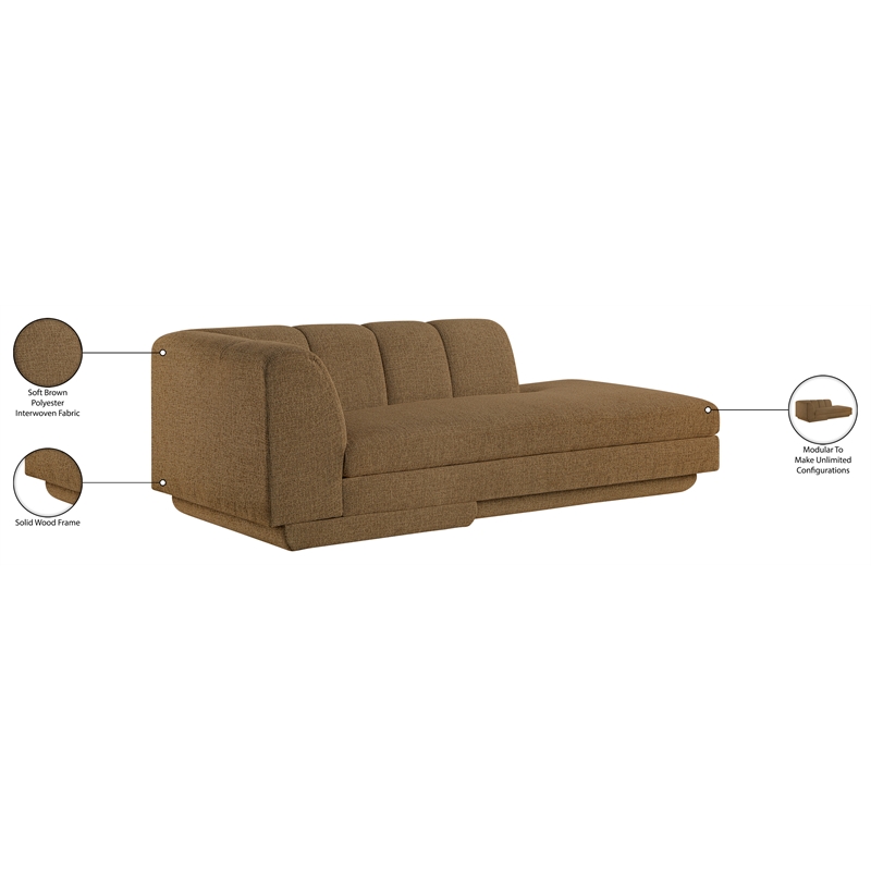 Meridian Furniture Modari Brown Fabric Upholstered Right Arm Chaise