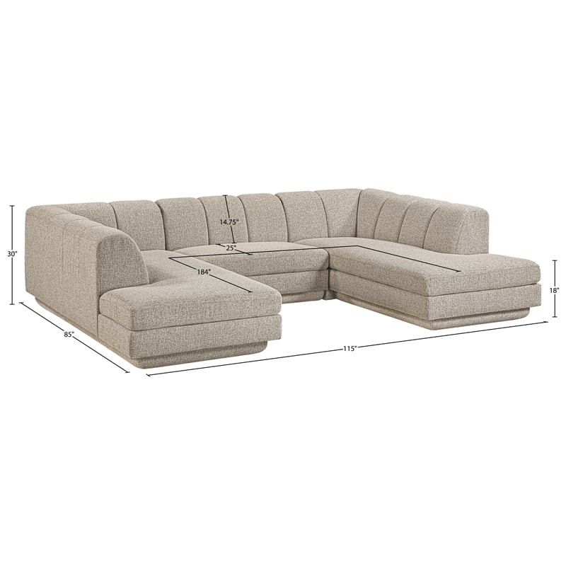 Meridian Furniture Modari Beige Fabric Upholstered 3pc. Modular Sectional