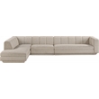 Meridian Furniture Modari Beige Fabric Upholstered 3pc. Modular Sectional