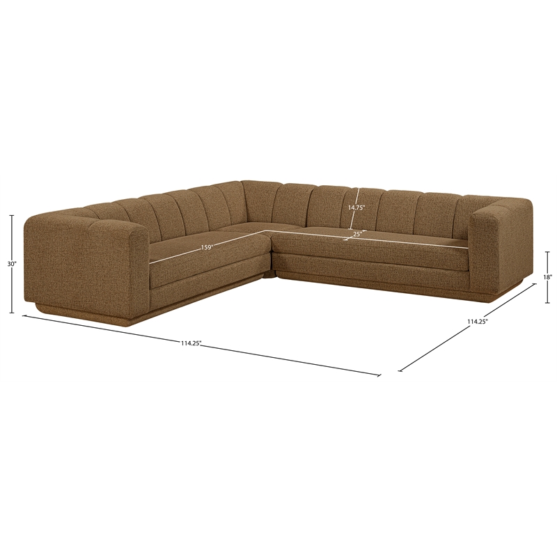 Meridian Furniture Modari Brown Fabric Upholstered 3pc. Modular Sectional