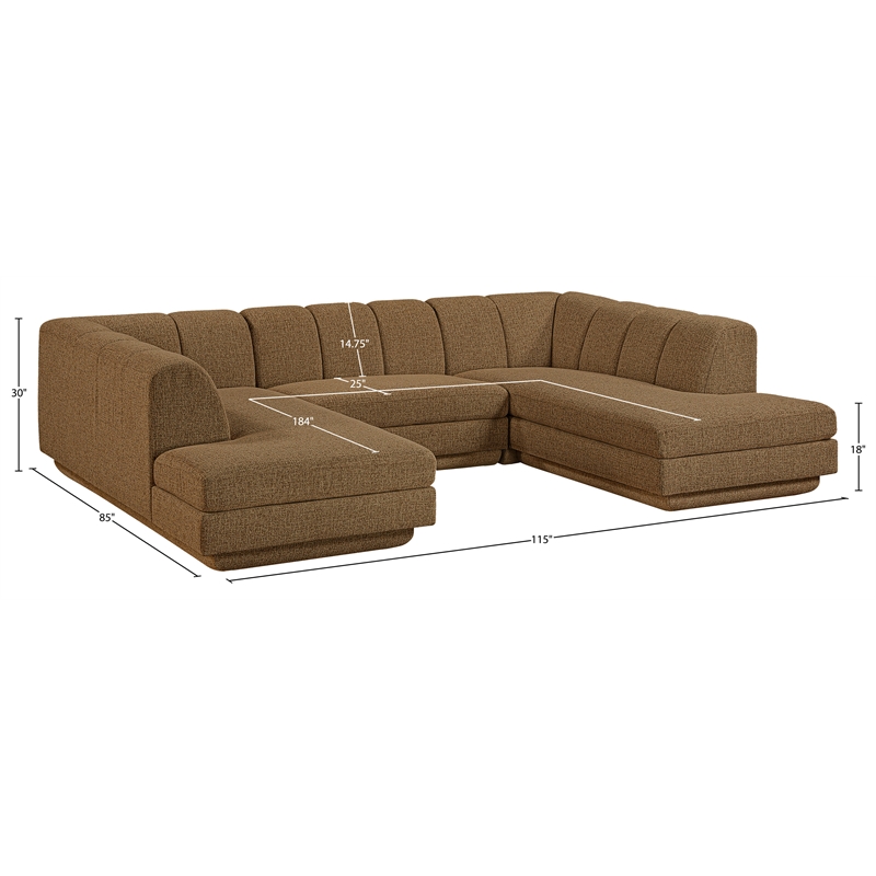 Meridian Furniture Modari Brown Fabric Upholstered 3pc. Modular Sectional