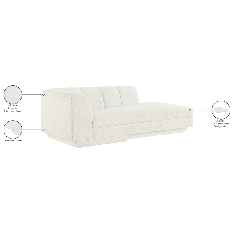 Meridian Furniture Modari Cream Fabric Upholstered Right Arm Chaise