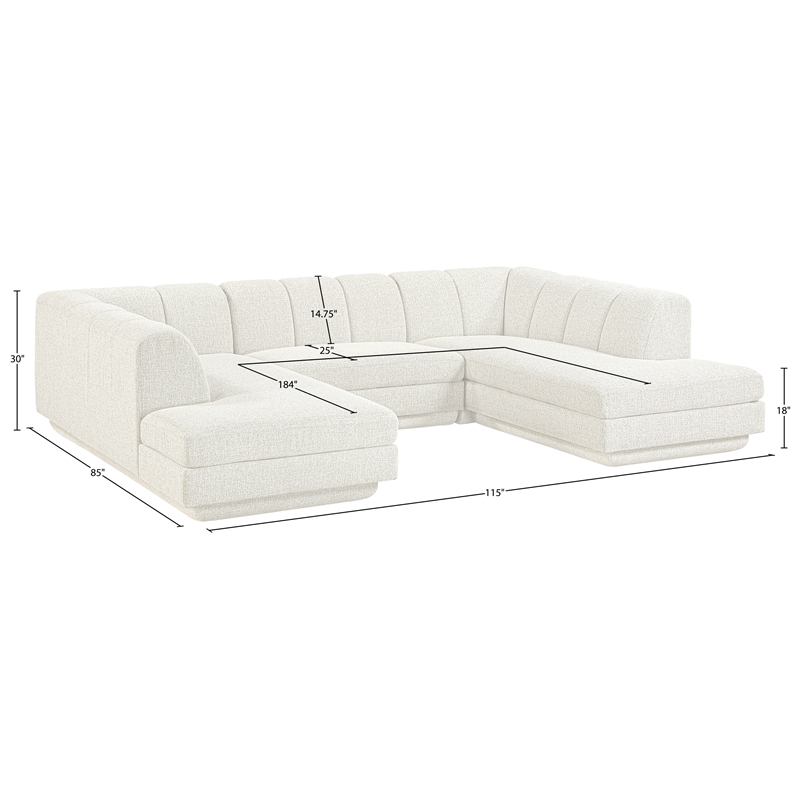 Meridian Furniture Modari Cream Fabric Upholstered 3pc. Modular Sectional