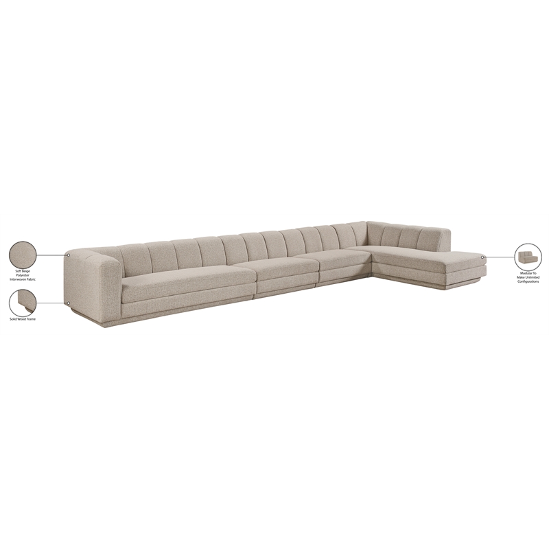 Meridian Furniture Modari Beige Fabric Upholstered 4pc. Modular Sectional