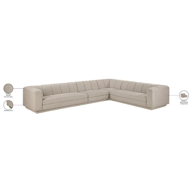 Meridian Furniture Modari Beige Fabric Upholstered 4pc. Modular Sectional