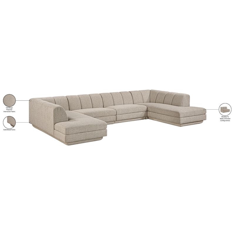 Meridian Furniture Modari Beige Fabric Upholstered 4pc. Modular Sectional