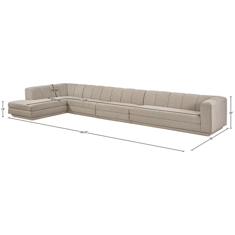 Meridian Furniture Modari Beige Fabric Upholstered 4pc. Modular Sectional