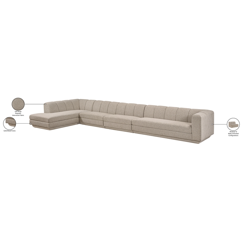 Meridian Furniture Modari Beige Fabric Upholstered 4pc. Modular Sectional