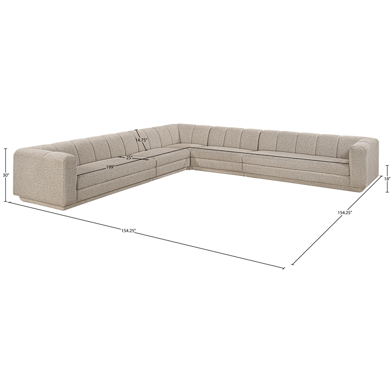 Meridian Furniture Modari Beige Fabric Upholstered 5pc. Modular Sectional