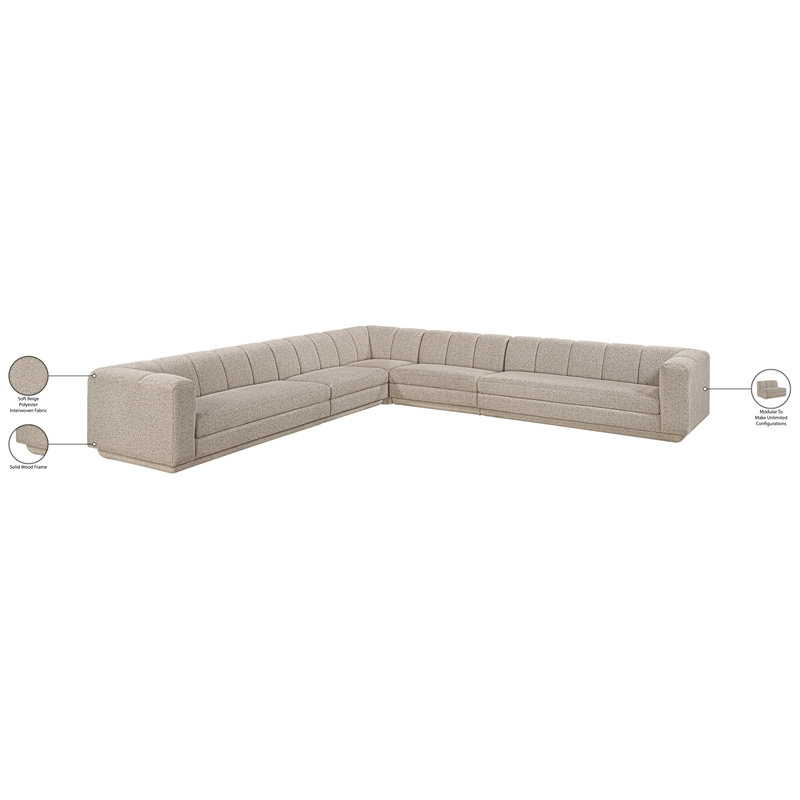Meridian Furniture Modari Beige Fabric Upholstered 5pc. Modular Sectional