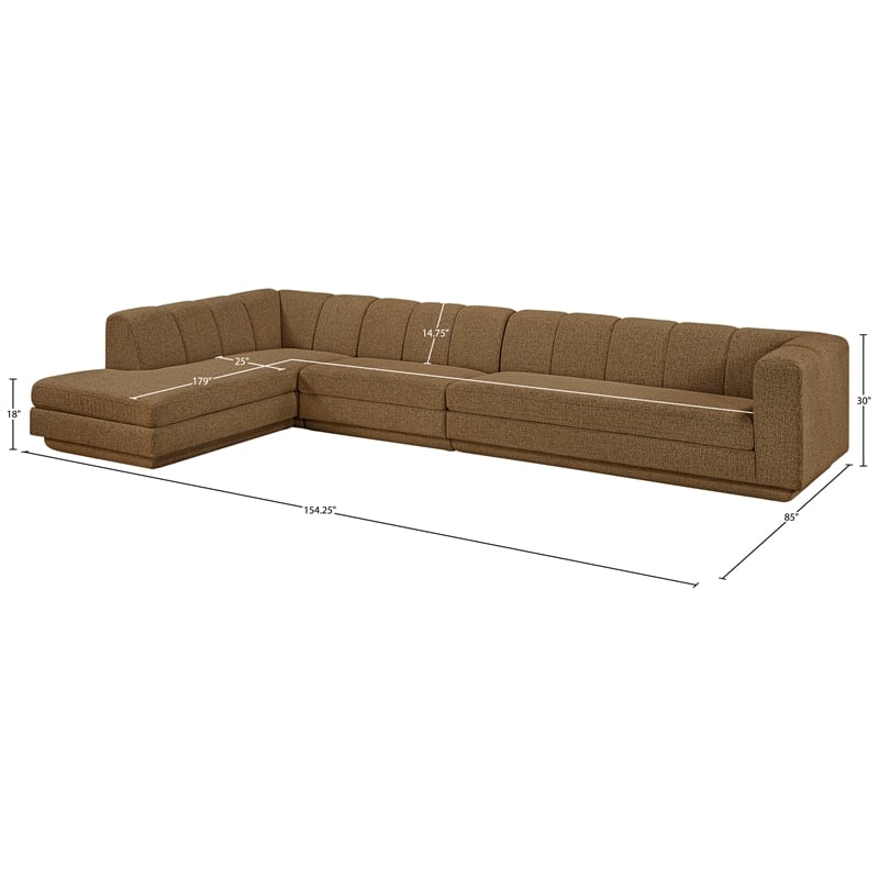 Meridian Furniture Modari Brown Fabric Upholstered 3pc. Modular Sectional