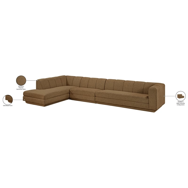 Meridian Furniture Modari Brown Fabric Upholstered 3pc. Modular Sectional